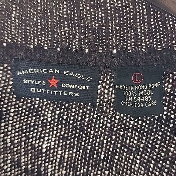 American Eagle Wool Zip Up Cardigan Sweater Size L Chocolate Brown - Picture 9 of 11